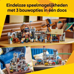 Middeleeuws kasteel met ridders te paard