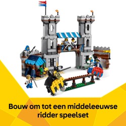 Middeleeuws kasteel met ridders te paard