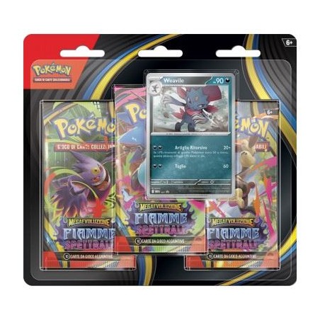 Pokemon - Megaevoluzione - Fiamme Spettrali (Blister 3 Bustine + 1 Card Weavile)
