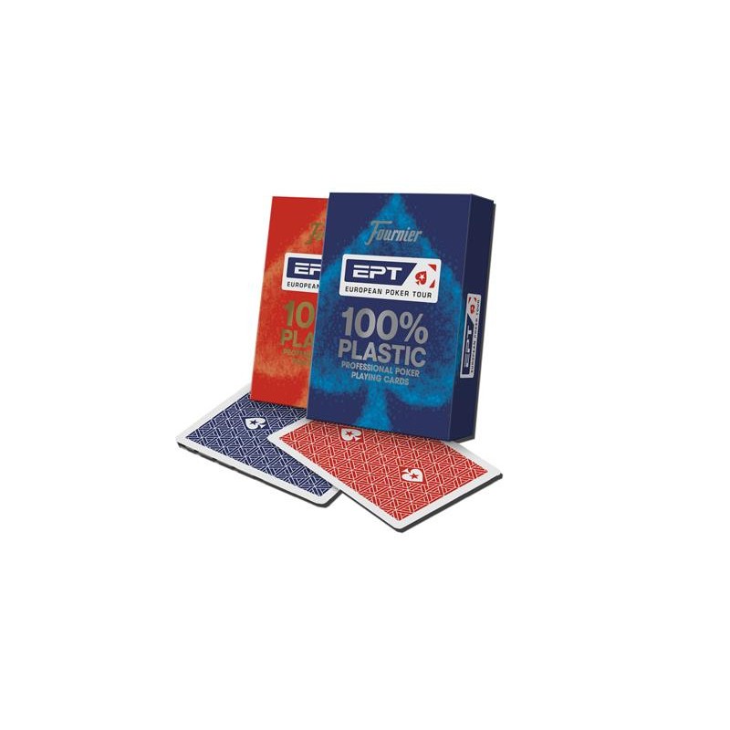 Fournier EPT European Poker Tour - Carte da gioco - 100% Plastic - ROSSE
