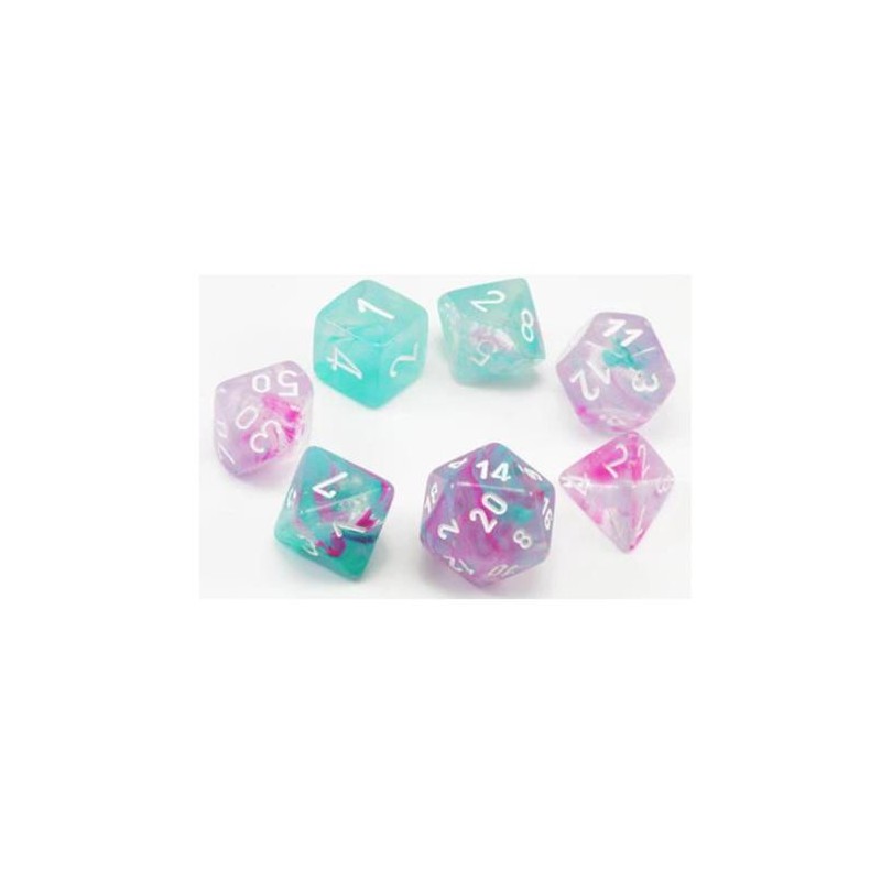 Chessex - Set 7 Dadi Poliedrici Mini - Nebula Wisteria/White