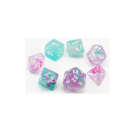 Chessex - Set 7 Dadi Poliedrici Mini - Nebula Wisteria/White