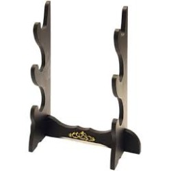 Acacia Medioevo - Supporto da tavolo 3 posti per katane/pistole - 52/3N.01