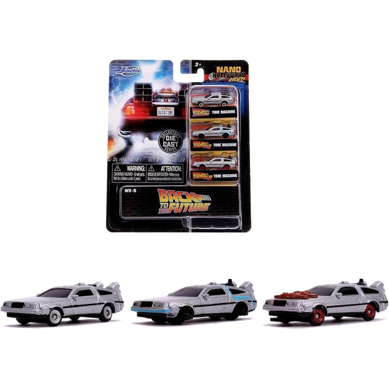 Jada Back To The Future DeLorean - 3 Veichle Set Die Cast Nano Hollywood Rides