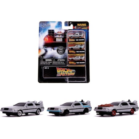 Jada Back To The Future DeLorean - 3 Veichle Set Die Cast Nano Hollywood Rides