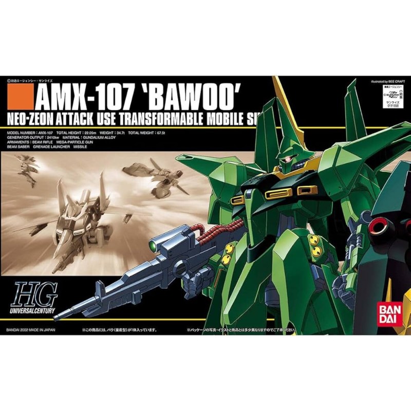 Bandai Model Kit - HG Bawoo Neo-Zeon Attack Use Trasformable Mobile Suit AMX-107