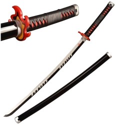 Katana Non Affilata in ACCIAIO Demon Slayer Tanjiro Kamado Nera SH666D.55