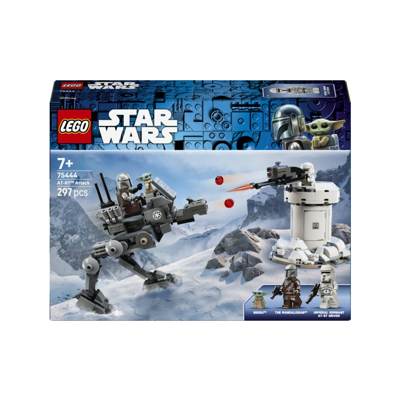 LEGO Star Wars 75444 Attacco dell’AT-RT, Giocattolo con Walker, Torre, Minifigure di Mandaloriano, Figura di Grogu, Regalo 7+
