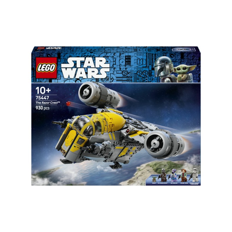 LEGO Star Wars 75447 Razor Crest, Astronave Giocattolo con 4 Minifigure e Figura Grogu, Regalo di Compleanno per Bambini 10+
