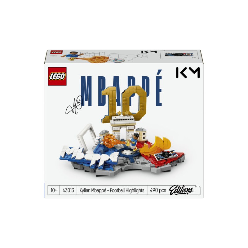 LEGO Editions 43013 Kylian Mbappé – Highlights Calcistici, Giocattolo 3D da Esposizione con Minifigure, Regalo Bambini da 10+
