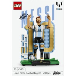 LEGO Editions 43015 Lionel Messi – Leggenda del Calcio, Action Figure Giocattolo 3D da Esposizione, Regalo per Bambini da 12+