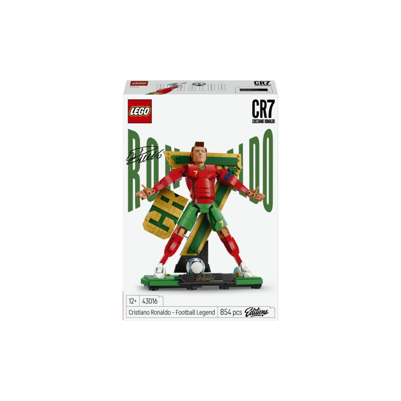 LEGO Editions 43016 Cristiano Ronaldo – Leggenda del Calcio, Action Figure Giocattolo 3D da Esposizione, Regalo Bambini 12+
