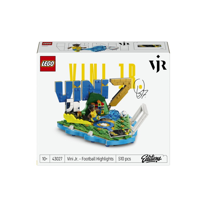 LEGO Editions 43027 Vini Jr. – Highlights Calcistici, Giocattolo 3D da Esposizione con Minifigure da Collezione, Regalo 10+