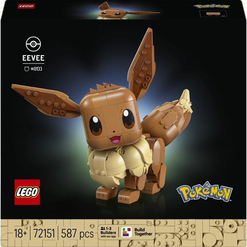 LEGO Pokémon 72151 Eevee, Kit Modellismo per Adulti dall'Anime, con Parti Snodabili, Decorazione Fai da Te, Regalo per Gamer