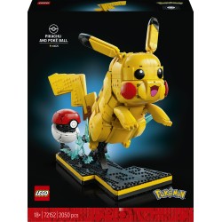 LEGO Pokémon 72152 Pikachu e Poké Ball, Kit di Modellismo con Figura Snodabile ed Espositore, Regalo per Gamer da Collezione