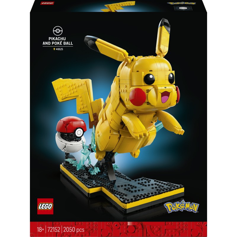 LEGO Pokémon 72152 Pikachu e Poké Ball, Kit di Modellismo con Figura Snodabile ed Espositore, Regalo per Gamer da Collezione