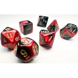 Chessex - Set 7 Dadi Poliedrici Mini Gemini - Black-Red/Gold