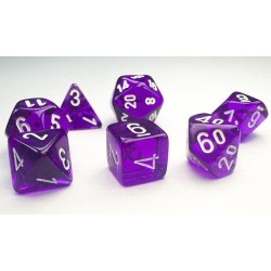 Chessex - Set 7 Dadi Poliedrici Mini - Translucent Purple/White