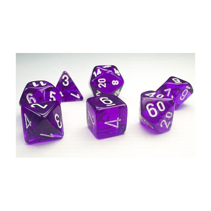 Chessex - Set 7 Dadi Poliedrici Mini - Translucent Purple/White