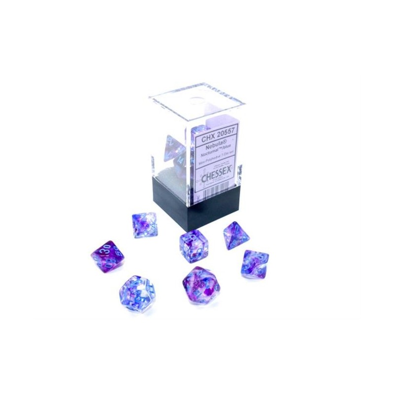 Chessex - Set 7 Dadi Poliedrici Mini - Nebula Nocturnal/Blue Luminary