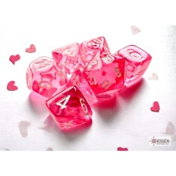 Chessex - Set 7 Dadi Poliedrici Mini - Translucent Pink/White