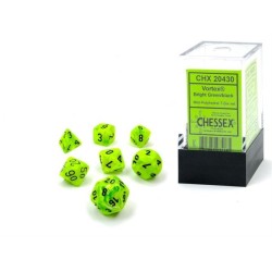 Chessex - Set 7 Dadi Poliedrici Mini - Vortex Bright Green/Black