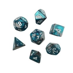 Chessex - Set 7 Dadi Poliedrici Gemini Mini - Steel-Teal/White