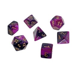 Chessex - Set 7 Dadi Poliedrici Gemini Mini - Black-Purple/Gold
