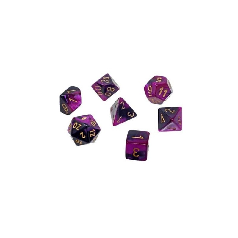 Chessex - Set 7 Dadi Poliedrici Gemini Mini - Black-Purple/Gold