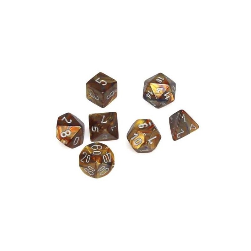 Chessex - Set 7 Dadi Poliedrici Gemini - Lustrous Gold/Silver