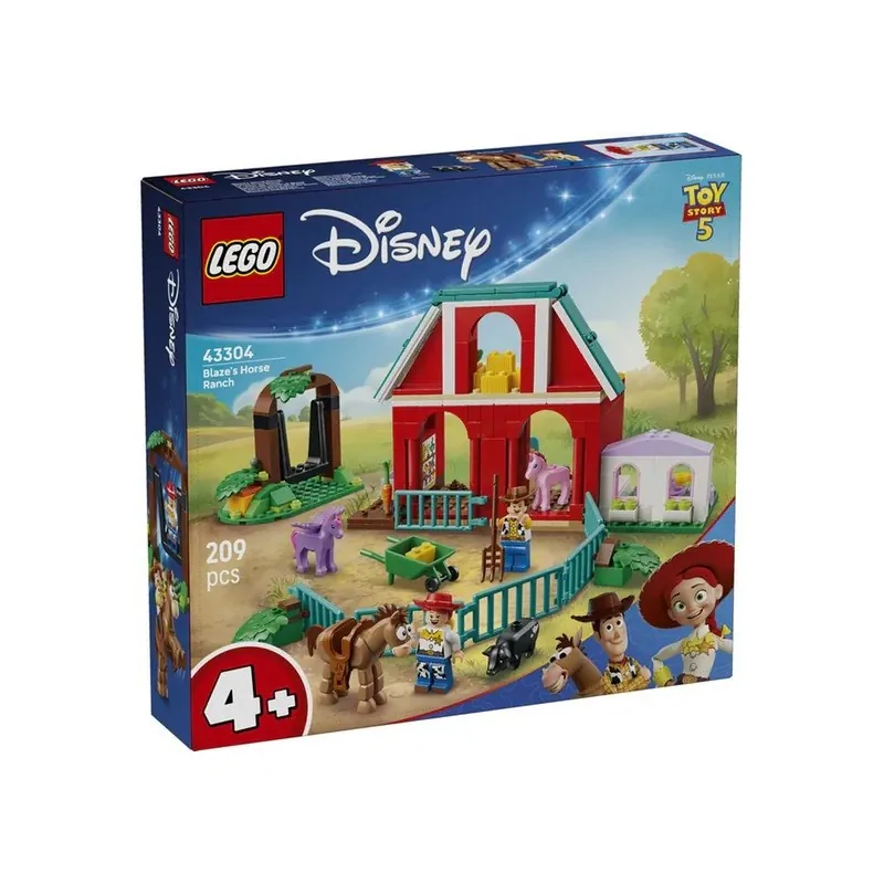 LEGO | Disney Pixar 43304 Il Ranch dei Cavalli di Blaze, Giocattolo con 2 Minifigure, 4 Animali, Regalo per Bambini da 4 Anni