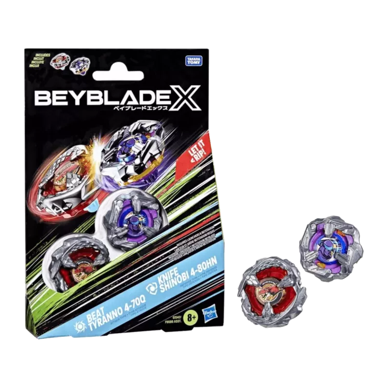 Hasbro Gadget - Beyblade-X - Booster Pack Dual Set - Beat Tyranno 4-70Q + Knife Shinobi 4-80HN