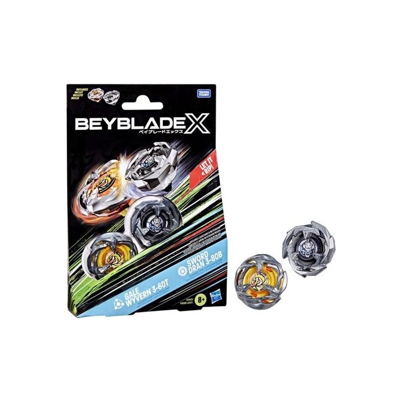 Hasbro Gadget - Beyblade-X - Booster Pack Dual Set - Gale Wyvern 3-60T + Sword Dran 3-80B