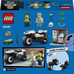 LEGO City 60455 Inseguimento della Moto della Polizia, con Motocicletta Giocattolo e 2 Minifigure, Regalo per Bambini da 4+