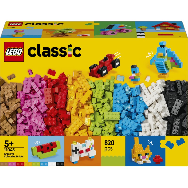 LEGO Classic 11045 Mattoncini Colorati Creativi, Giocattolo per la Motricità Fine con Animali, Dinosauri e Veicoli, Regalo 5+