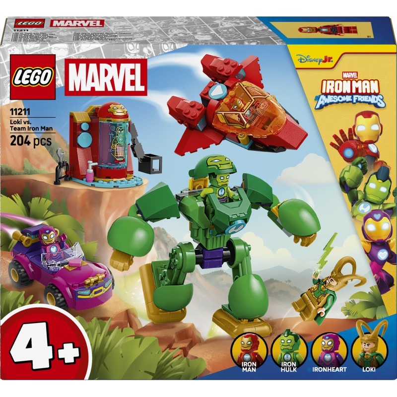 LEGO Marvel 11211 Loki vs. Team Iron Man, Giocattolo da Supereroi con Action Figure Mech e 4 Minifigure, Regalo Bambini 4+