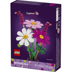 LEGO Botanicals 11514 Fiori di Cosmos, Bouquet Fiori Finti con 3 Cosmos Artificiali e 2 Steli di Penniseto, Regalo Bambini 9+