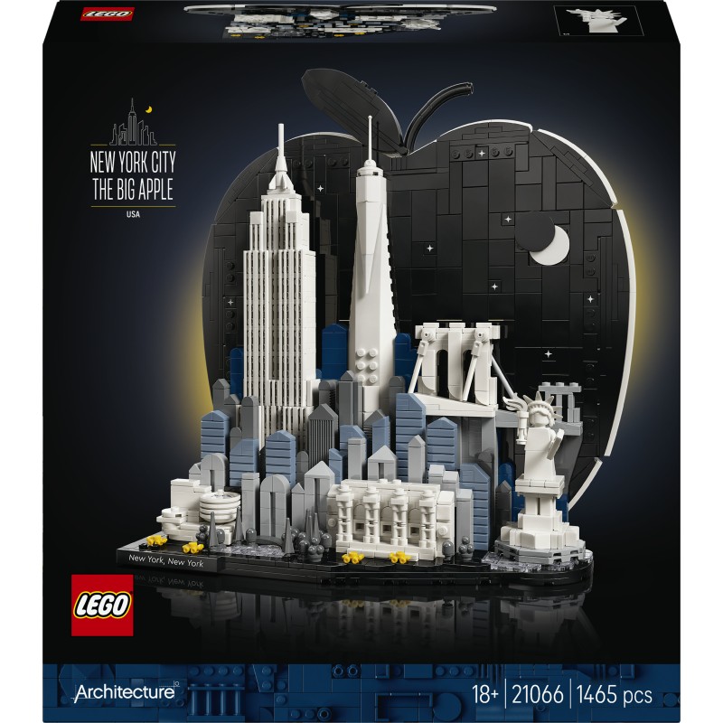 LEGO Architecture 21066 New York City – La Grande Mela, Kit Modellismo da Adulti, Decorazione con Monumenti, Regalo Fai da te