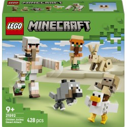 LEGO Minecraft 21592 Attacco nel Deserto del Fantino di Polli, Giocattolo con 6 Personaggi, Regalo per Gamer e Bambini da 9+