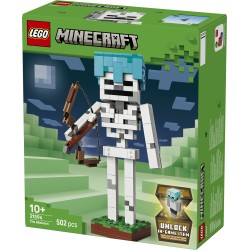LEGO Minecraft 21594 Scheletro, Action Figure Giocattolo di Mob con Elmo di Diamante, Arco e Frecce, Base in Erba, Regalo 10+