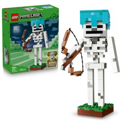 LEGO Minecraft 21594 Scheletro, Action Figure Giocattolo di Mob con Elmo di Diamante, Arco e Frecce, Base in Erba, Regalo 10+