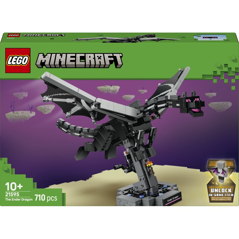 LEGO Minecraft 21595 Drago dell'End, Giocattolo Interattivo con Ali Mobili e Supporto, Regalo per Gamer e Bambini da 10 Anni
