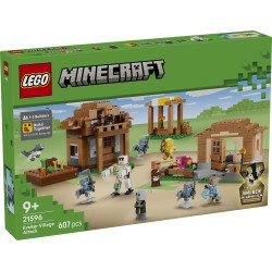 LEGO Minecraft 21596 Attacco al Villaggio dell’Evocatore, Casa Giocattolo con Giardino e 11 Personaggi, Regalo per Bambini 9+