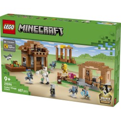 LEGO Minecraft 21596 Attacco al Villaggio dell’Evocatore, Casa Giocattolo con Giardino e 11 Personaggi, Regalo per Bambini 9+