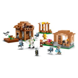 LEGO Minecraft 21596 Attacco al Villaggio dell’Evocatore, Casa Giocattolo con Giardino e 11 Personaggi, Regalo per Bambini 9+