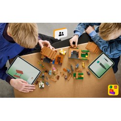 LEGO Minecraft 21596 Attacco al Villaggio dell’Evocatore, Casa Giocattolo con Giardino e 11 Personaggi, Regalo per Bambini 9+