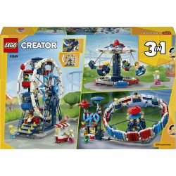 LEGO Creator 31389 3in1 Iconica Ruota Panoramica, Parco Giochi Trasformabile in Attrazione a Forma di UFO o in Giostra, da 8+