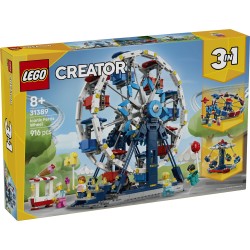 LEGO Creator 31389 3in1 Iconica Ruota Panoramica, Parco Giochi Trasformabile in Attrazione a Forma di UFO o in Giostra, da 8+