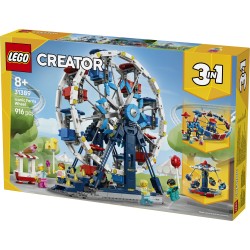 LEGO Creator 31389 3in1 Iconica Ruota Panoramica, Parco Giochi Trasformabile in Attrazione a Forma di UFO o in Giostra, da 8+
