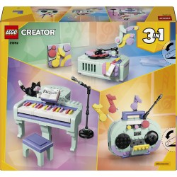LEGO Creator 31392 3in1: Pianoforte Decorativo con Gatto, Giocattolo Retrò Trasformabile in Radio o Giradischi, Regalo da 9+